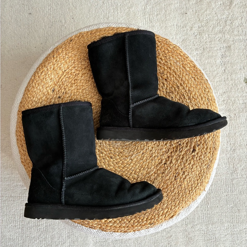 UGG Black Classic Short II Suede Sheepskin Boots